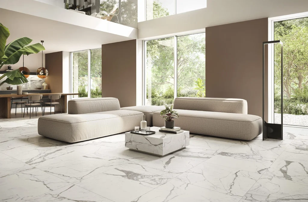 salon en carrelage